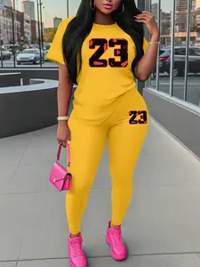Spring Summer Fashion Women's Two-Piece Set Casual Sportswear, Athleisure Wear Set, Workout Sets, Workout Running Outfits, Stylish Print Simple Mix-And-Match, Daily Comfortable Wear, Sporty Style Clothes