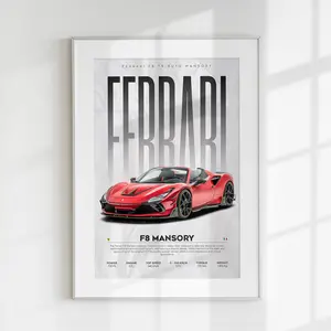 Ferrari F8 Poster | Mansory Poster | Hyper Car Poster | Super Car Print | Art Print | Poster | Home Decor | Wall Decor