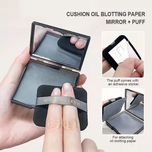 Facial Oil Absorbing Makeup Paper with Mirror, Portable Velvet Oil Control Pad, Summer Use, Includes Powder Puff, Ideal for Outdoors