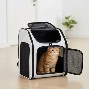 Expandable Soft-Sided Pet Backpack 360° Breathable Mesh 26 Lbs Capacity Travel Carrier for Cats Dogs Ultimate Adventure Buddy