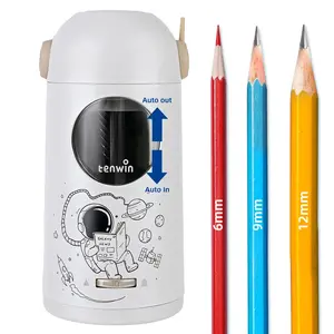 TENWIN Robot Electric Pencil Sharpener for Colored Pencils 7-11.5mm Fully Automatic Rechargeable No-Touch Design Ideal for Home Classroom Teacher Gift Black