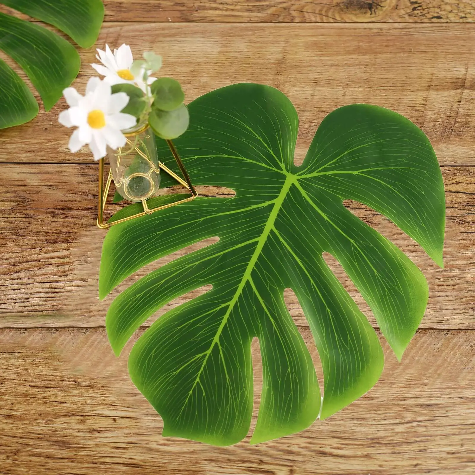 12-Pack Large Green Artificial Monstera Palm Leaves - Artificial Palm Plants, Faux Leaves for Tropical Look, Luau, Birthday, Wedding Jungle Party Household Textiles Decor, Party Decor