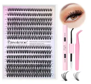 Pawotence Lash Extension Kit DIY 280pcs Lash Clusters Eyelash Extension Kit, 9-16mm 30D 40D Individual Lashes Kit with Lash Bond and Seal, Lash Tweezers for Self Use (30D&40D, 0.07D, 9-16mm, Kit)