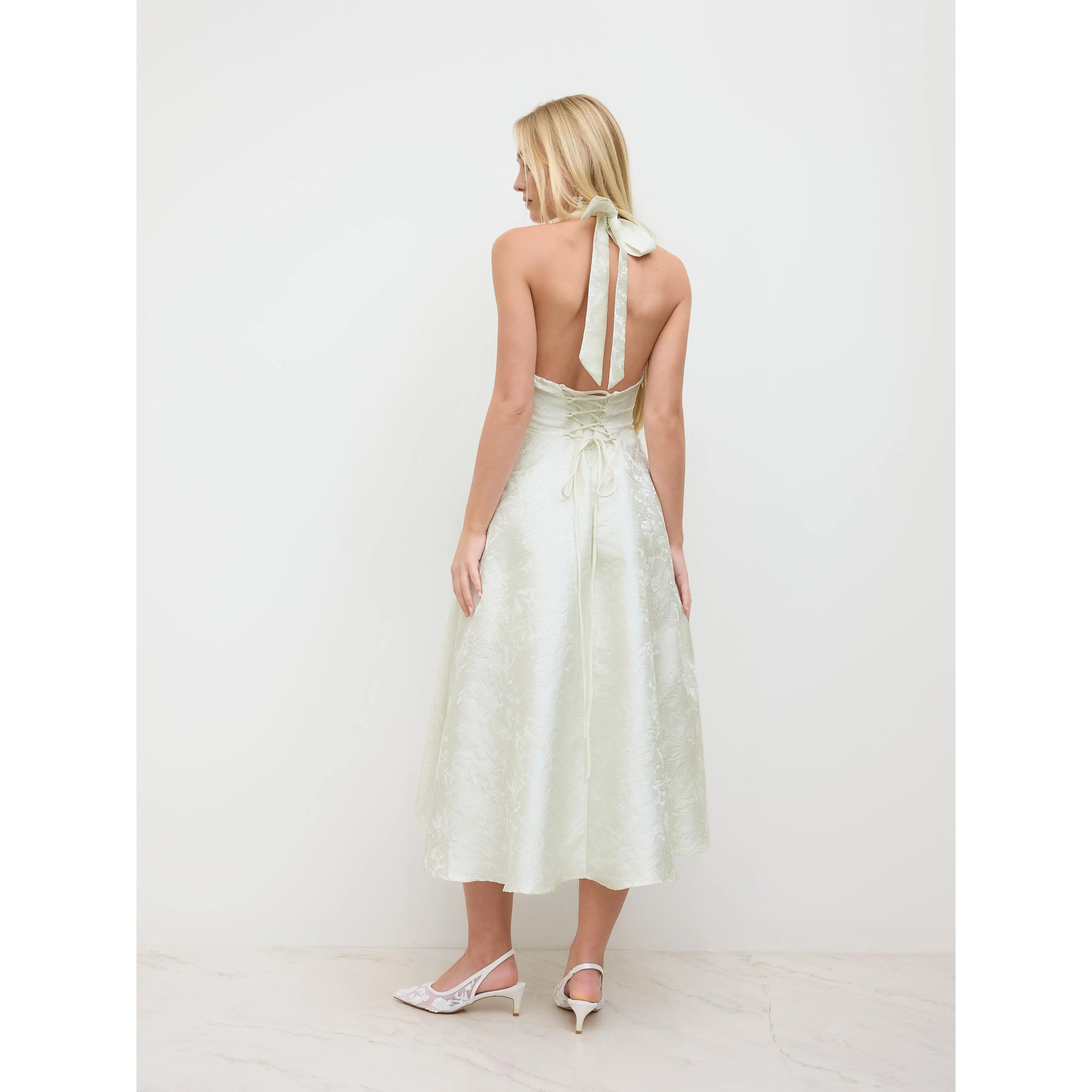 Cider Jacquard Halter Neckline Floral Lace Up Maxi Dress - TikTok Shop Cider Jacquard Halter Neckline Floral Lace Up Maxi Dress - TikTok Shop