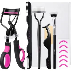 5-in-1 Eyelash Curler Kit - Lash Curler, Comb, Tweezers & Brushes with Refill Pads, Complete Lash Makeup Tool Set