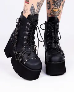 Demonia Ashes Chains & Charms Women's Black Platform Boot