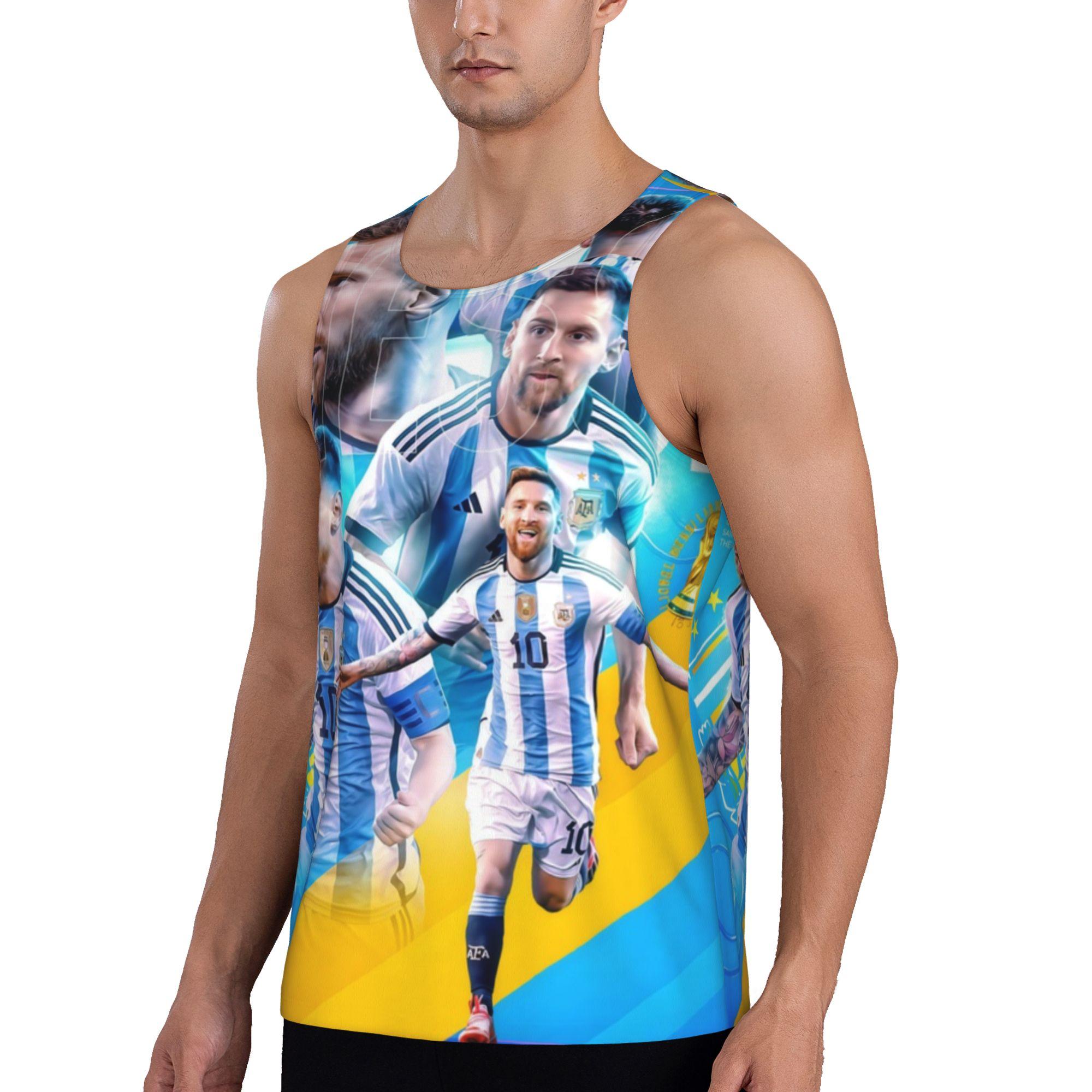 Messi's classic Argentina national team moment full-print vest Summer sports and leisure breathable