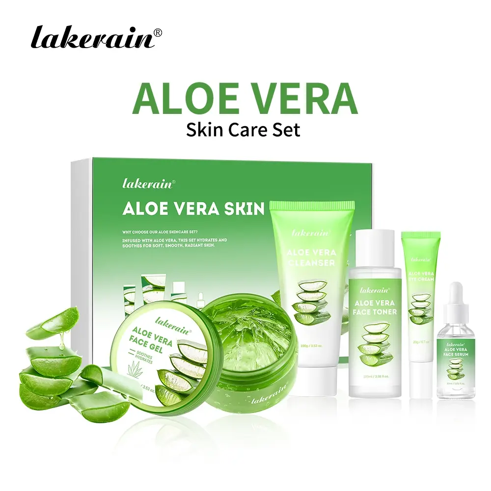 Aloe Vera Skincare Set 5 Pieces, Deep Hydration & Moisturizing, Soothes Post-Sun Repair, Refreshing Coolness, Ideal for Summer Use