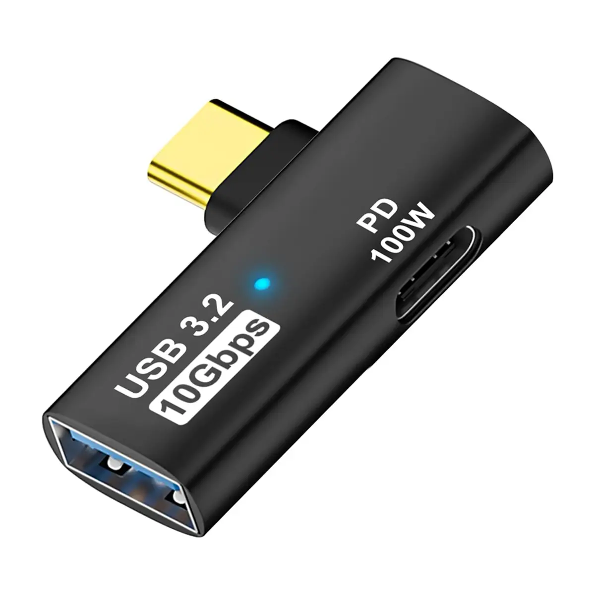 Black Aluminum 2-In-1 USB-C to USB 3.2 OTG Adapter - 100W Fast Charge, 10Gbps Data Transfer, Thunderbolt 3/4 Support for ROG Ally, iPhone, Computer Accessory