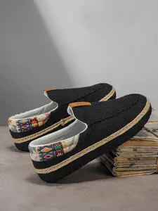 Summer New Men's Breathable Comfortable Flat Shoes, Summer Casual Shoes, Walking Shoes, Footwear, Hemp Rope Trim Vintage Style, Ethnic Embroidery Eye-Catching, Slip-On Lazy Design