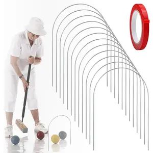 12 PCS Arch Croquet Wickets Replacement 9 7.8 inch Thick Steel Wire Hoops for Family Lawn Backyard Outdoor Game Silver Arch