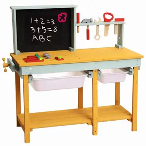 【GARVEE】Wooden Tool Bench Pretend Play Workshop with Building Tools Set, Educational Construction Toy for Toddlers Ages 3-5, Creative Hands-On Learning and Imaginative Play