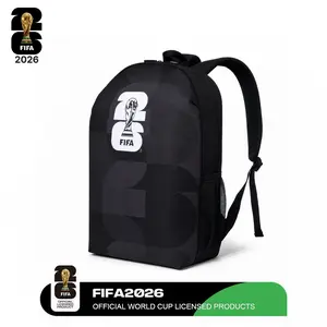 FIFA World Cup 26 Backpack, Official Licensed Laptop Backpack Fits 15.6 Inch, Lightweight School Travel Bookbag with Side Mesh Pocket, Black Colorful Soccer Fan Gift for Men Women Kids