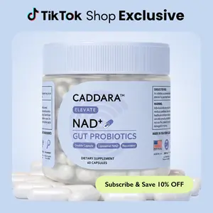 Caddara Elevate Liposomal NAD+ 250mg Trans-Resveratrol 50mg Capsules & Gut Probiotics, Double Capsule, Advanced Cellular Energy Support, 60 Capsules
