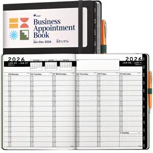 Ensight 2026 Hardcover Appointment Book & Planner 8.5 x 11 Inches Large Tabbed Daily Hourly Weekly Planner Schedule Book 15 Minute Time Slots Business Personal Planner Jan 2026 Dec 2026 Black Modern Design