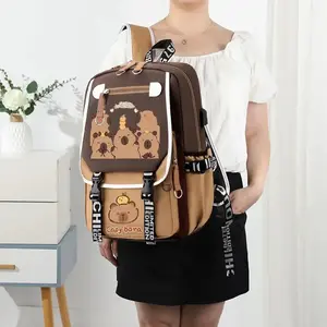 Capybara Cute Backpack With Pencil Case Kawaii Schoolbag Daypack