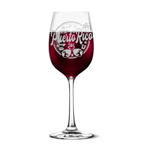 Puerto Rico 12oz Engraved Tempered Wine Glass High-Quality Glassware for Wine Cocktails and Drinkware