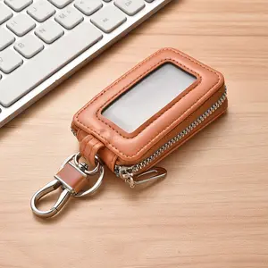 Premium Car Keychain Holder, Genuine Leather Smart Key Ring Stand, Universal Remote Control Key Fob Case for Men & Women