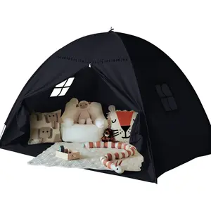 Sumbababy Twin Bed Tent for Kids:Bed Canopy with Star Lights & Decorative Flags - Blackout Sleeping Privacy Playhouse Bunk Beds - Portable Foldable Play Tent Perfect Birthday & Chirstmas Gifts Indoor Fun