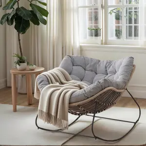 Virplik Rocking Chair Nursery, Glider Rocker with Cusion, Reading Chair Modern Rocking Accent Chairs Glider Chair for Nursery, Living Room, Bedroom，Grey sunya ofurniture rock