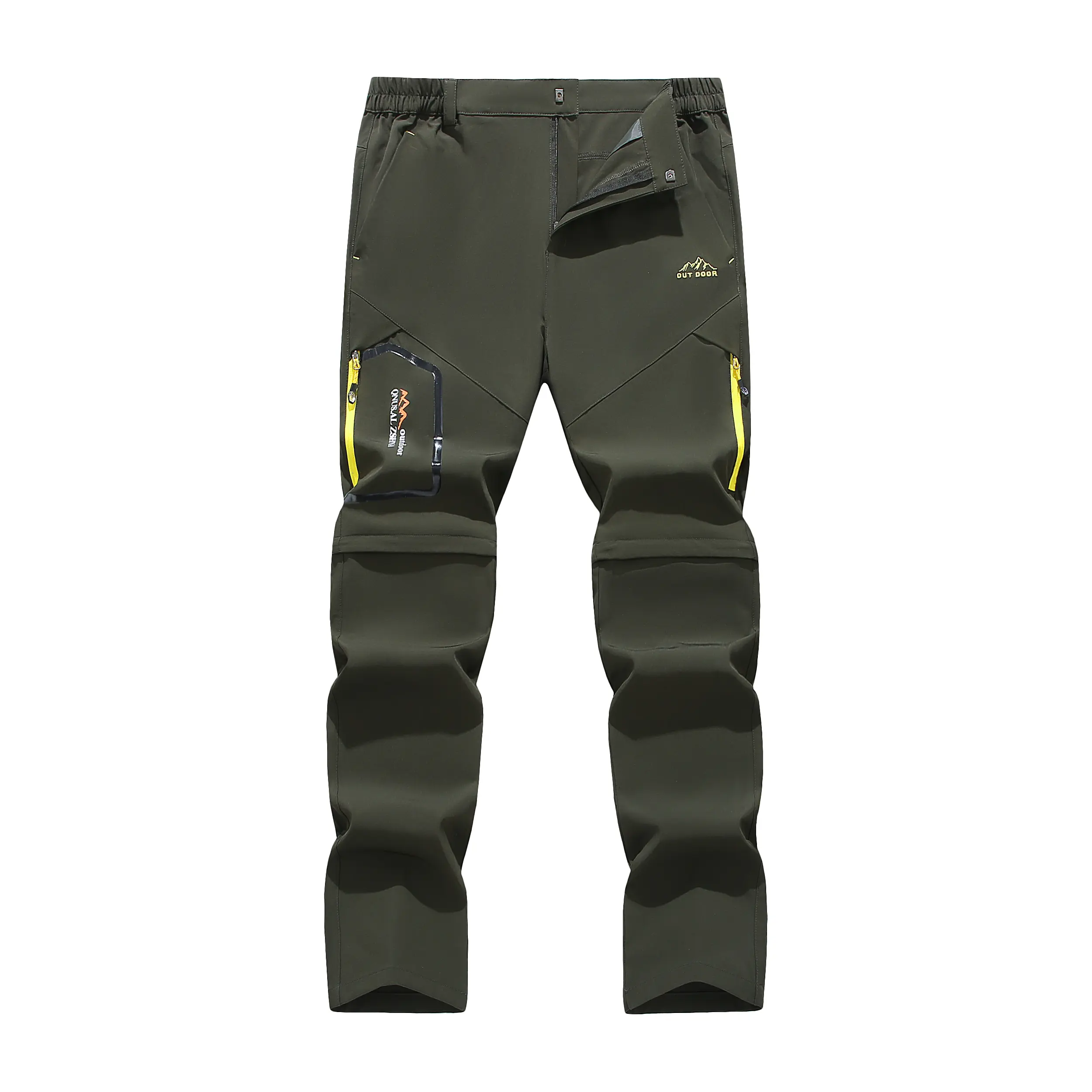 Men's Outdoor Windproof Industrial Dual-Purpose Form-Fit Casual Pants - Adjustable Waistband, Multi-Zipper Pockets, Removable Legs, Non-Stretch Fabric, Machine Washable - Suitable for Hiking, Construction, Industrial Men's Pants, Dual-Purpose Men's Pants