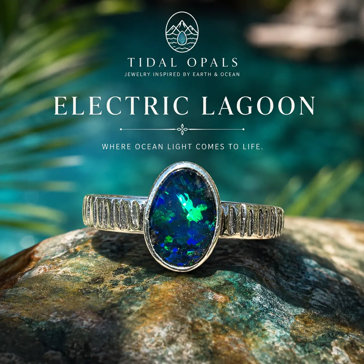 ELECTRIC LAGOON Australian Boulder Opal Ring