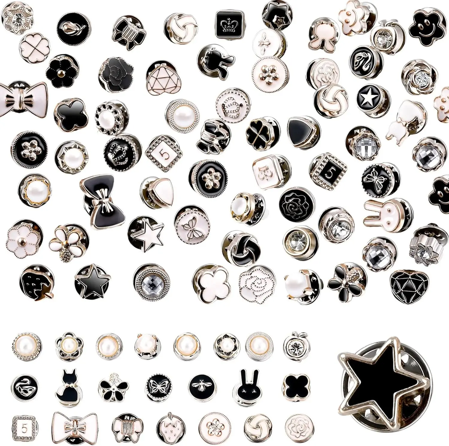 10Pcs random styles Women Shirt Brooch Buttons Cover up Button Pin Safety Brooch Buttons No-Sew Replacement for Clothing Dress Sweater Shoes Hats Decorative Supplies