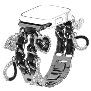 1pc Elegant Metal Band for Apple Watch Ultra Se Series & Models 1-10, Fits 38mm-49mm Dials, Handmade Leather Strap, Adjustable, Perfect Gift, Smart Watch Accessories