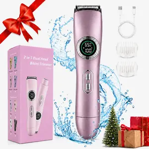 Bikini Trimmer for Women, 2 in 1 Electric Razors for Women,Dual Head Electric Shaver,Wet & Dry Use Body Hair Trimmer, Facial Hair Remover for Bikini Underarm Leg Arm