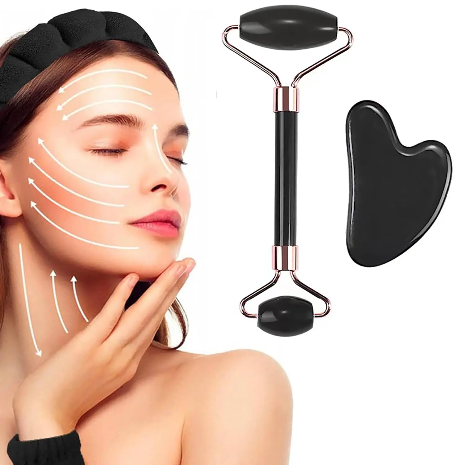 Face Massage Tool, 2 Counts/set Face Roller & Body Massage Tool, Including 1 Massage Roller & 1 Heart Shape Gua Sha Board, Facial Massage Tool, Christ