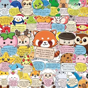 60 PCS Emotional Support Animal Stickers, Positive Affirmation Stickers for Adults Kids Prizes Classroom Rewards Gift Exchange Inspirational Quotes for Water Bottles, Laptops, Phones
