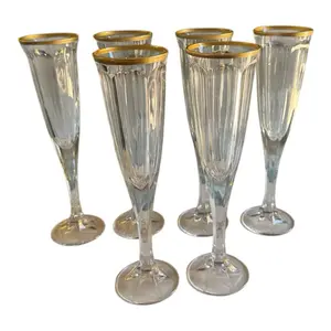 Waterford Crystal Flutes with Gold Trim Set of 6 Elegant Glassware for Special Occasions