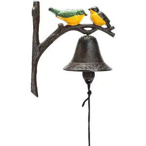 Cast Iron Dinner Bell, Outside Farmhouse Door Bell, Wall Hanging Bell, Antique Lovely Color Birds Decorative Manually Shaking Doorbell, Indoor Outdoor Wall Mounted Ornamental Dinner Bell