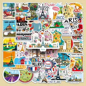 Paris Landmark Pattern Sticker, 100pcs/set DIY Decorative Sticker, Scrapbooking & Stamping Supplies for Journal Making, Adhesive Stickers, DIY Sticker Paper