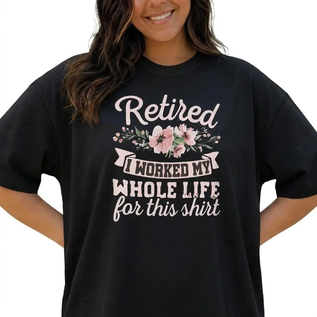 Funny Retired Shirt Women Plus Size Floral Graphic Tee Retirement Gift Top