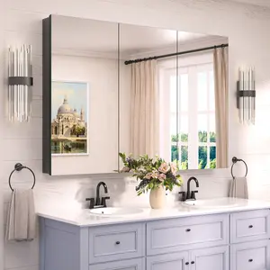 TETOTE Medicine Cabinet, Lightweight, Durable Build, Adjustable Shelves, Medicine Cabinet for Bathroom, Assembly Required, Recessed/Surface Mount