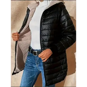 fireman clasp jacket Women's Jackets Women's Cotton Jackets Hooded Women's Winter Jackets Black Cold Weather Jackets Women's Winter Long Jackets Office Wear Fashion Jackets Durable Fabric, Long Sleeve Jackets, Fashionable Women's Style