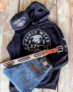 Lazy J Ranch Wear Hoodie Men's - Willow Cattle Headquarters Western Pullover Hoodie for Cowgirls & Ranch Lovers