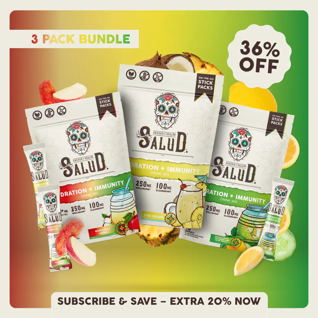 Salud 2-in-1 [Summer Vibes Trio] Agua Fresca Drink Mix, Hydration + Immunity, Electrolytes Powder, Agua Fresca Drink Mix, Elderberry, Dairy & Soy Free, Non-GMO, Gluten Free, Vegan, Low Calorie, 1g Sugar (3-Pack, 45 Servings)