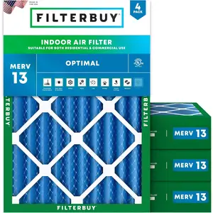 Filterbuy 24x30x4 Air Filter (4-Pack), Pleated MERV 13 Optimal Defense HVAC AC Furnace Air Filters (Actual Size: 23.50 x 29.50 x 3.75 Inches)