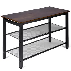 3-Tier Shoe Rack, Shelf Storage Bench w/h Metal Mesh Shelves Seat, Entryway Storage Organizer, Shoe Stand for Front Door Entrance, Bedroom, Living Room - 29.5''W * 11.8''D * 19.1''H
