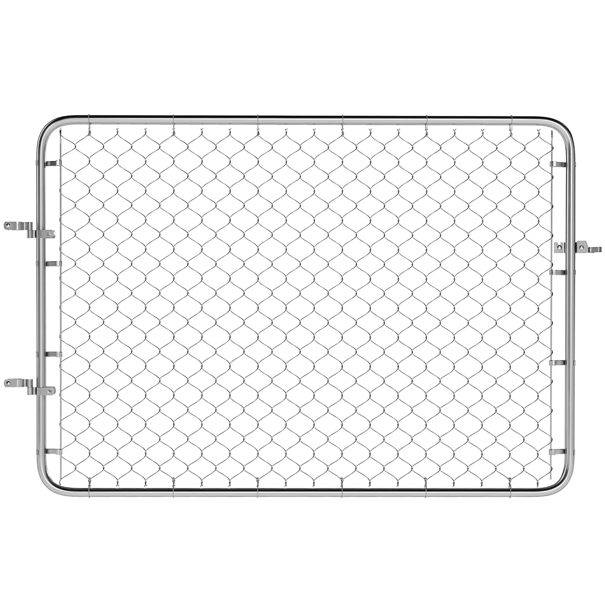Silver Galvanized Steel Adjustable Chain Link Garden Gate With Latch And Mounting Hinges Weather Resistant For Yard Backyard Entrance Security Fencing
