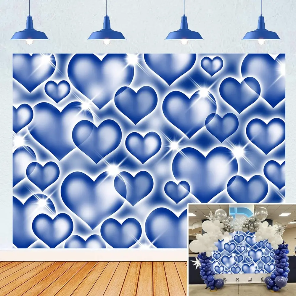 Heart-Shaped Background Banner, Vintage Valentine's Day Decoration, Party Decor Props, Party Decorations Banners, Birthday Party Prop for 16th, 18th, 30th, 40th Birthdays, Polyester Backdrop Banner