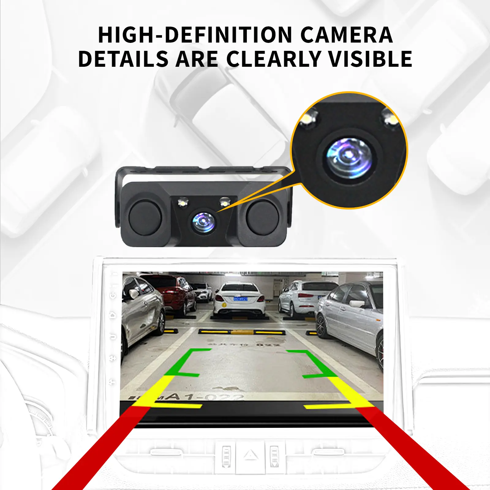 1pc Car Automotive Parking Sensor 3IN1 Night Vision 2 Radar Detector Sensors BiBi Alarm Reverse Backup Rear View Camera