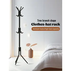 1 Piece Metal Coat Stand, Easy To Assemble Tree-Shaped Hat And Coat Rack With 12 Hooks, Entryway Standing Coat Tree Hat Hanger Holder, Hat Stand Coat Hanger Clothes Stand For Handbag, Clothes, Hats And Scarves