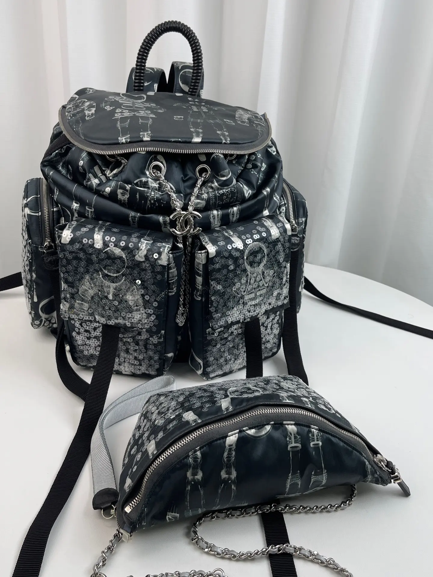 Pre-owned CHANEL nylon Backpacks Limited Edition 3 in 1 Astronaut Print Backpack Set