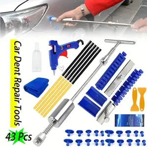 Auto Dent Repair Tool Set 43Pcs  T-Shaped Long Style Paint-Free Removal Dent Tool With Long Drawing Row Car Dent Puller For Repair Auto Hail Pit Small Dent