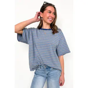 Stripe Bound Relaxed Fit Top