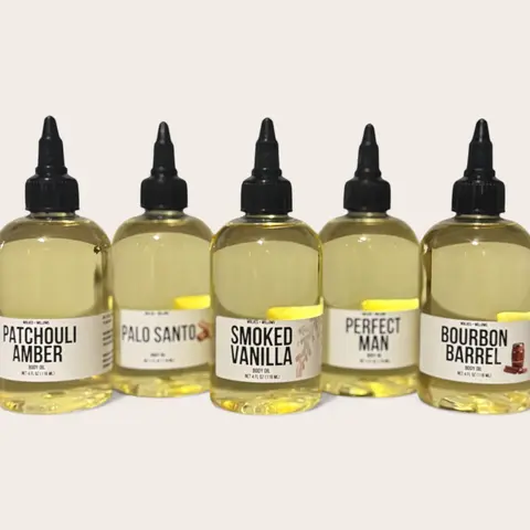 Limited Edition 4oz Masculine Wolves & Willows Dry Body Oil Moisturizer - Choose 1 of 3 Fragrances (Vanilla,Lemon,Mint) - Non-Toxic,Phthalate-Free Formula with Jasmine,Bergamot,Grape,Pepper,Spice,Avocado - Aroma-Infused Beauty Bath & Body Care Oil