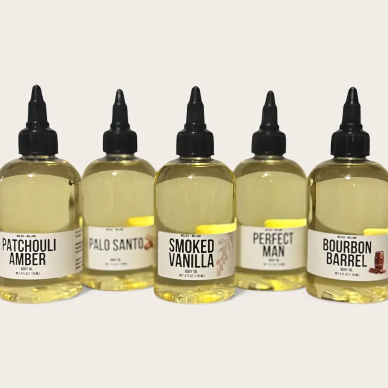 Limited Edition 4oz Masculine Wolves & Willows Dry Body Oil Moisturizer - Choose 1 of 3 Fragrances (Vanilla,Lemon,Mint) - Non-Toxic,Phthalate-Free Formula with Jasmine,Bergamot,Grape,Pepper,Spice,Avocado - Aroma-Infused Beauty Bath & Body Care Oil